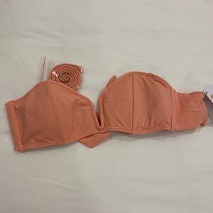 PQ Swim Coral Shimmer Textured Bikini Bandeau Top!